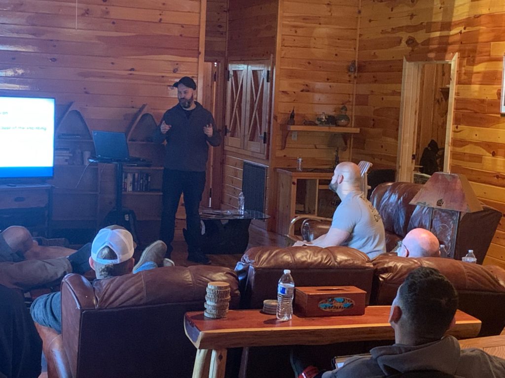 Rubens speaking at Band of Brother's retreat